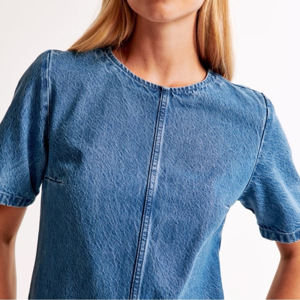 Abercrombie &Fitch Denim Shift Mini Dress Size SP - Picture 3 of 7